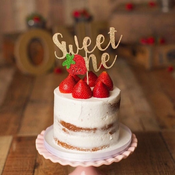 Sweet One Cake Topper. Strawberry Cake Topper. Smash Cake Topper. Strawberry Party Theme. Strawberry Party Decor.