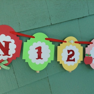 Apple Photo Banner. 12 month picture garland. Apple Party Decorations.