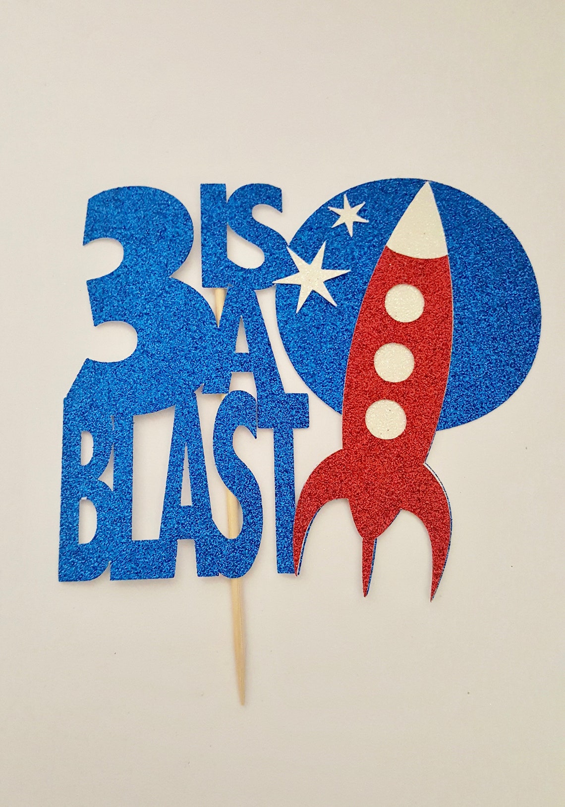 Rocket Cake Topper Space Ship Cake Topper 3 is a Blast 1 is | Etsy