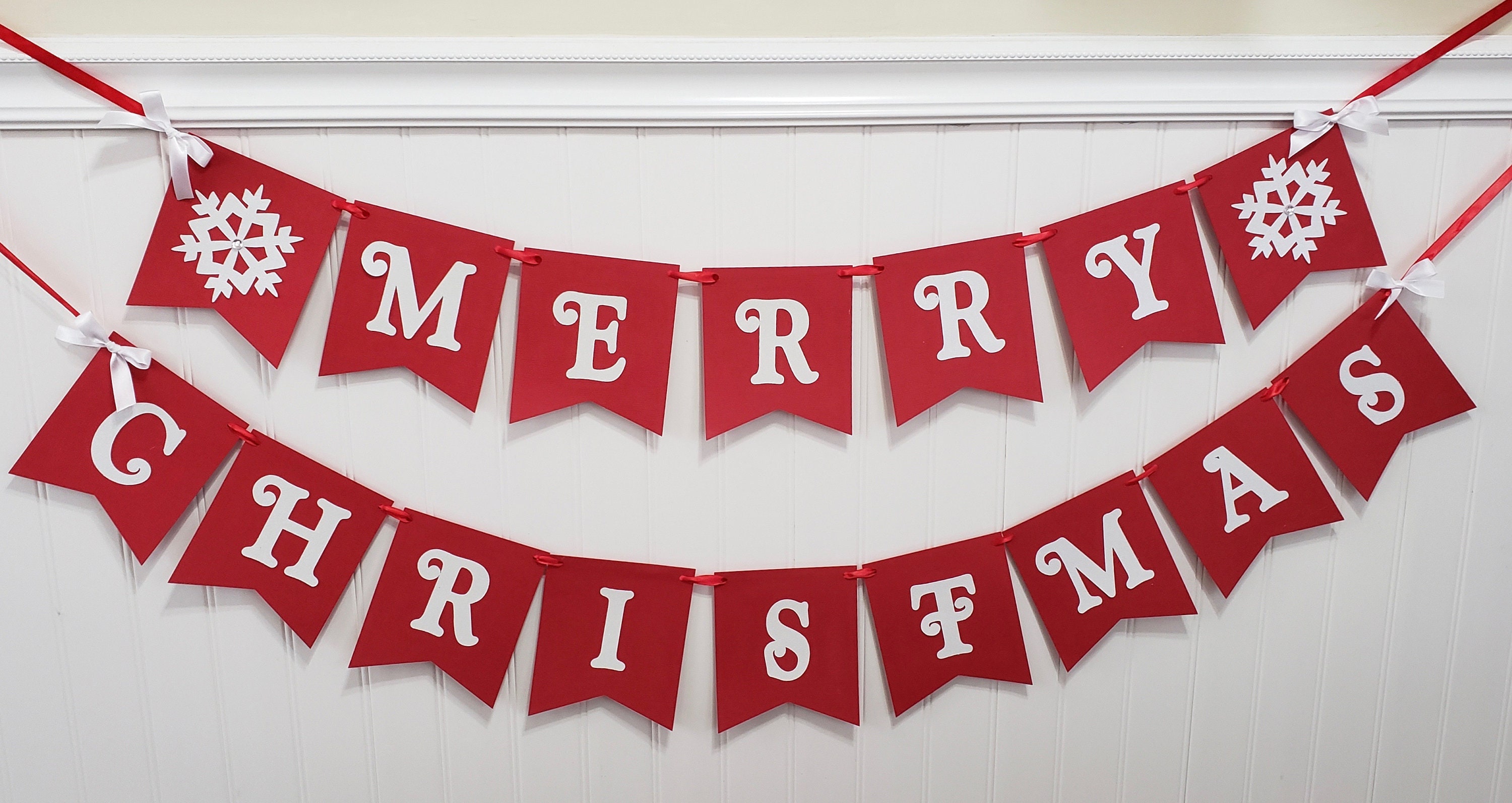 Merry Christmas Banner Holiday Garland Christmas Party - Etsy