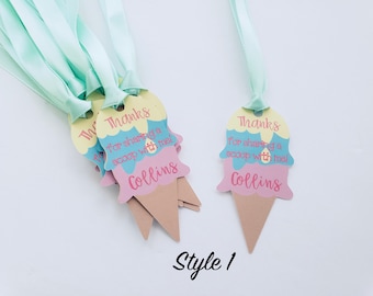 Ice Cream Cone Favor Tags. Set of 12. Ice Cream Birthday. Ice Cream Cone Thank you Tags. Party Decor.