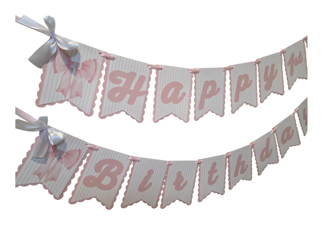Pink Bow “happy 1st Birthday” Banner | Girl First Birthday High Chair ...