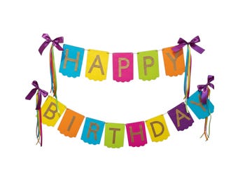 Colorful Happy Birthday Banner, Birthday Party Banner, Bright Colors Birthday Decor, Party Decorations, Cake Table Banner