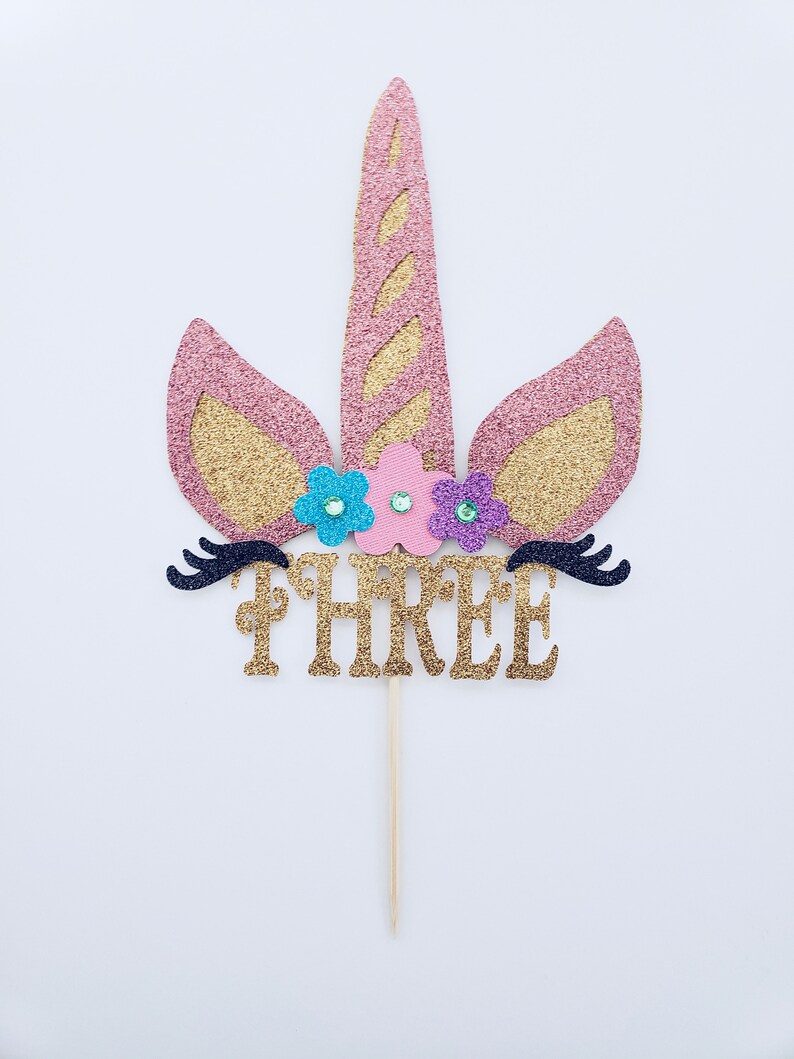 Unicorn Cake Topper. Unicorn Horn Cake Decoration. Unicorn birthday. Glitter Unicorn. image 8