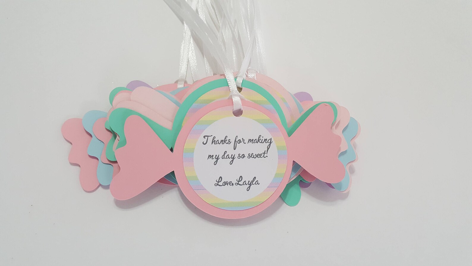 Candy Wrapper Favor Tags: Pastel Party Decor, Thank You Labels (set of ...