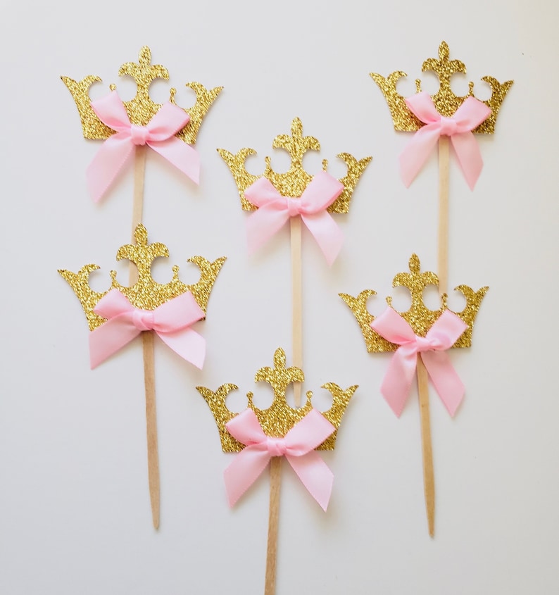 Princess crown cupcake toppers. Set of 12. Tiara toppers. | Etsy