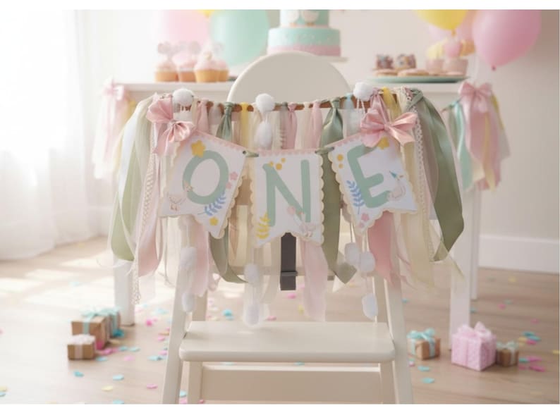 ふざけたグースのハイチェアバナー：1歳の誕生日パーティーのデコレーション 画像 3