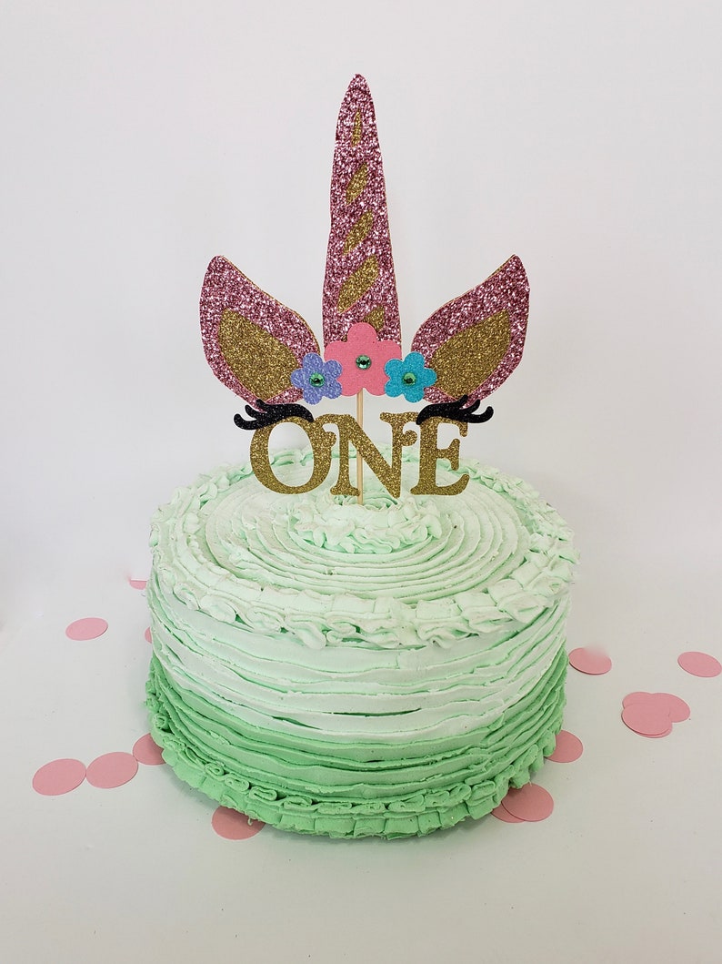 Unicorn Cake Topper. Unicorn Horn Cake Decoration. Unicorn birthday. Glitter Unicorn. image 2