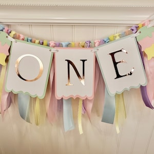 Ice Cream High Chair Banner. Ice Cream ONE Birthday Garland. Ice Cream Party Decorations. Fully assembled and ready to hang.