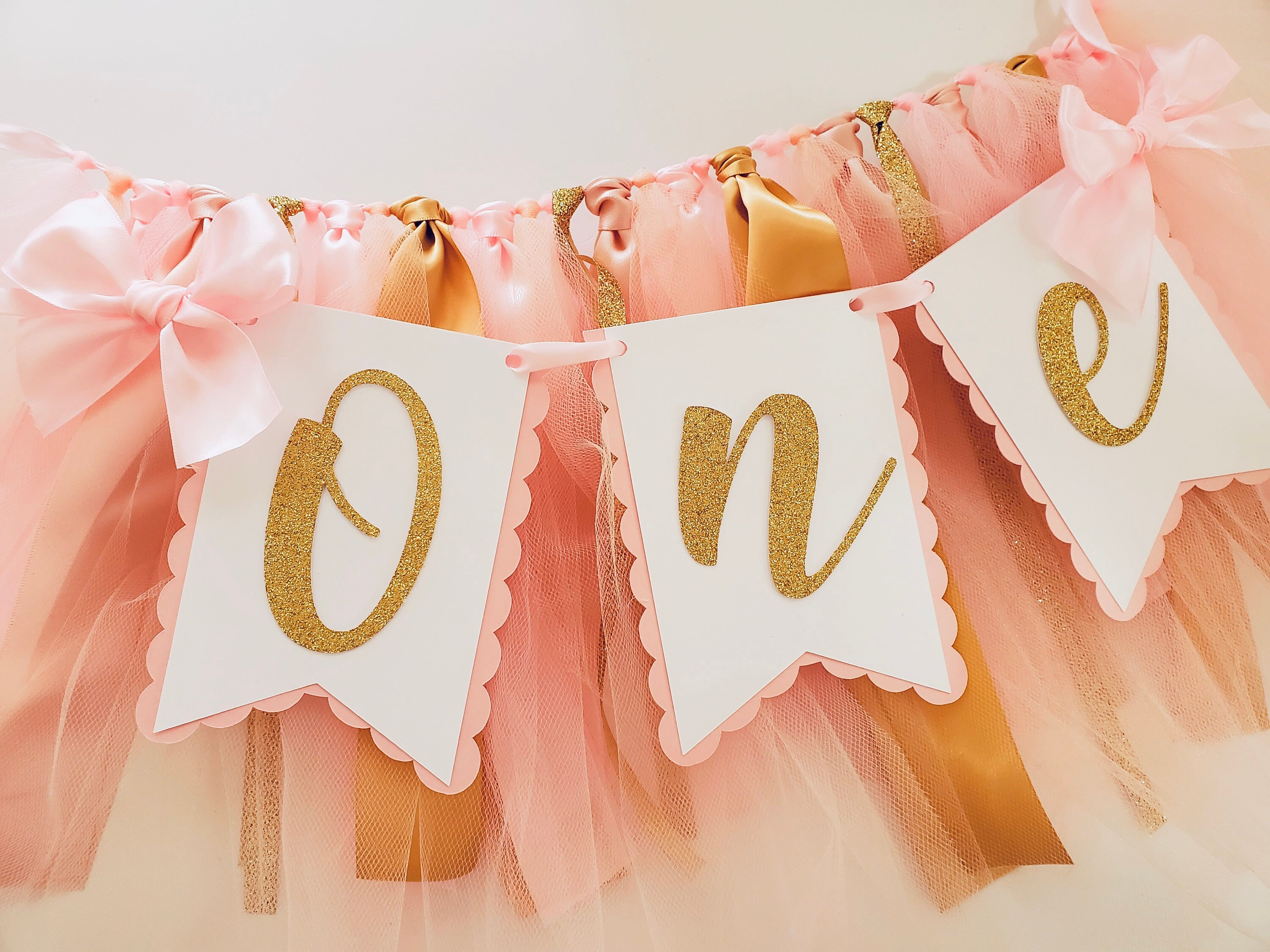 Pink Burlap "One" Banner For 1st Birthday - Pre-strung High Chair Or Wall Decor For Girls - View #8