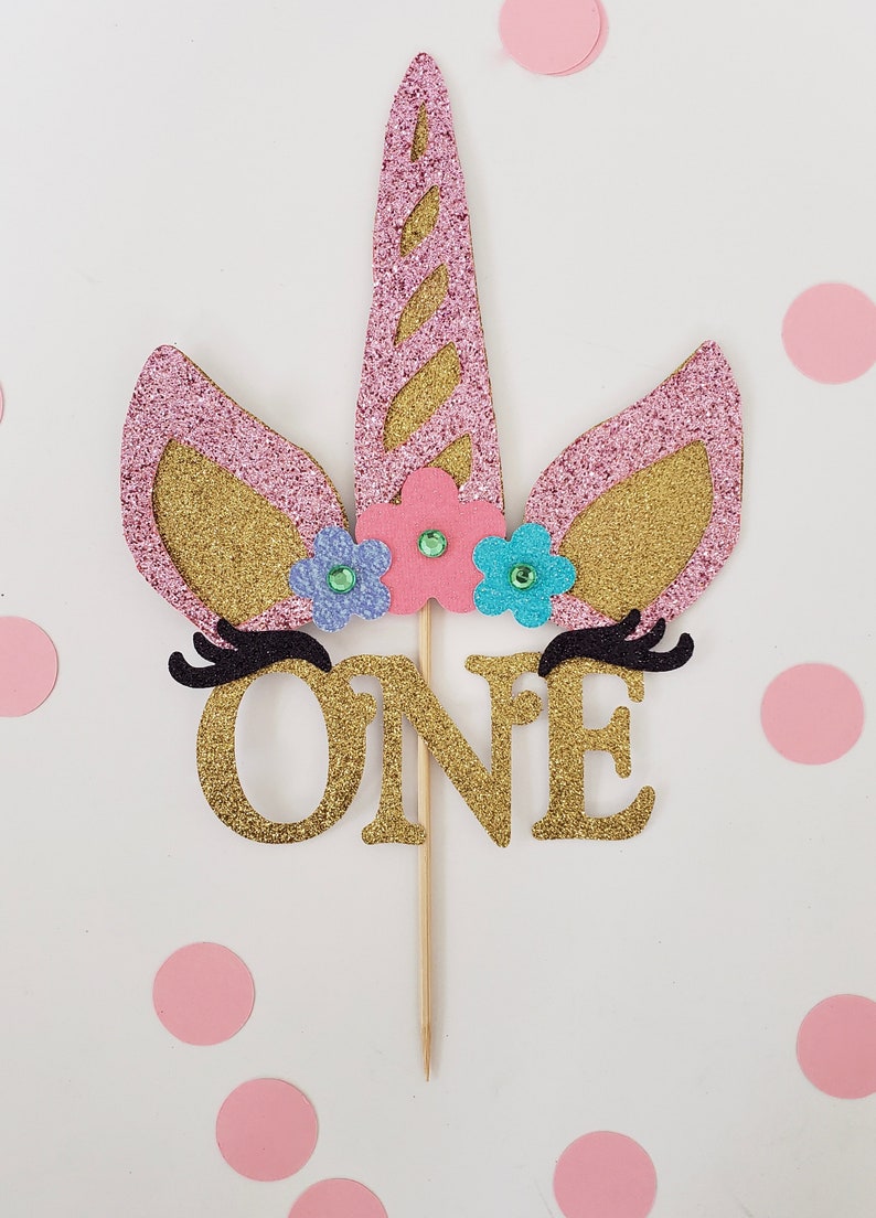 Unicorn Cake Topper. Unicorn Horn Cake Decoration. Unicorn birthday. Glitter Unicorn. image 1