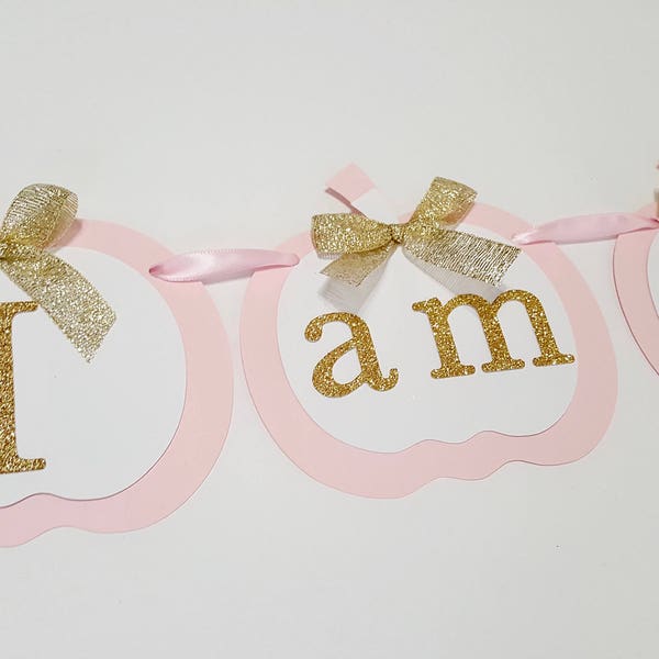 Pink and Gold Pumpkin I am 1 halloween high chair banner 1st party decor birthday decorations ONE garland