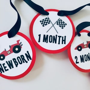 Banner fotográfico de coche de carreras, fiesta de cumpleaños, fotos de recién nacidos a 12 meses, 1 año, guirnalda, rojo, blanco y negro, decoraciones para el primer cumpleaños, banderines
