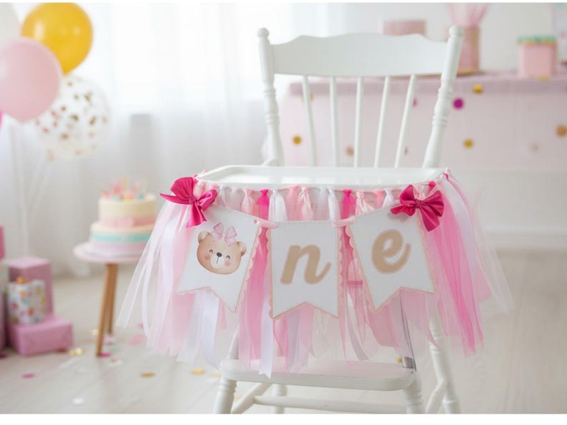 Baby Bear High Chair Banner: First Birthday Party Decor image 1