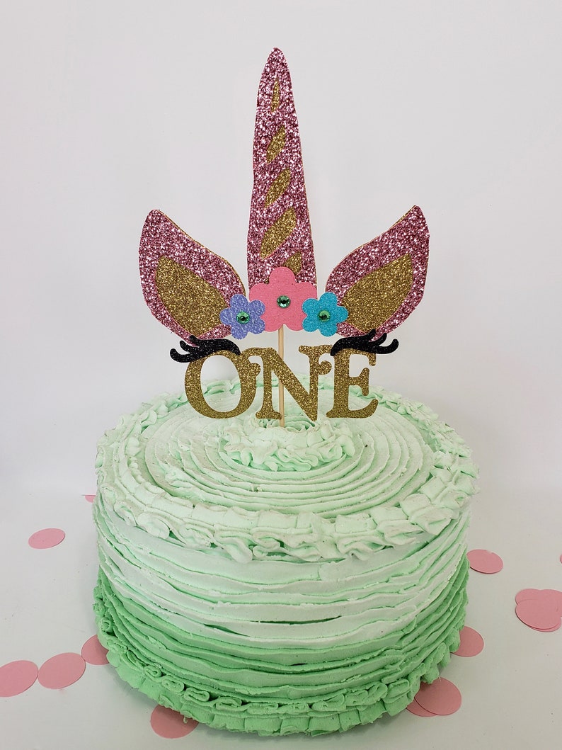 Unicorn Cake Topper. Unicorn Horn Cake Decoration. Unicorn birthday. Glitter Unicorn. image 3