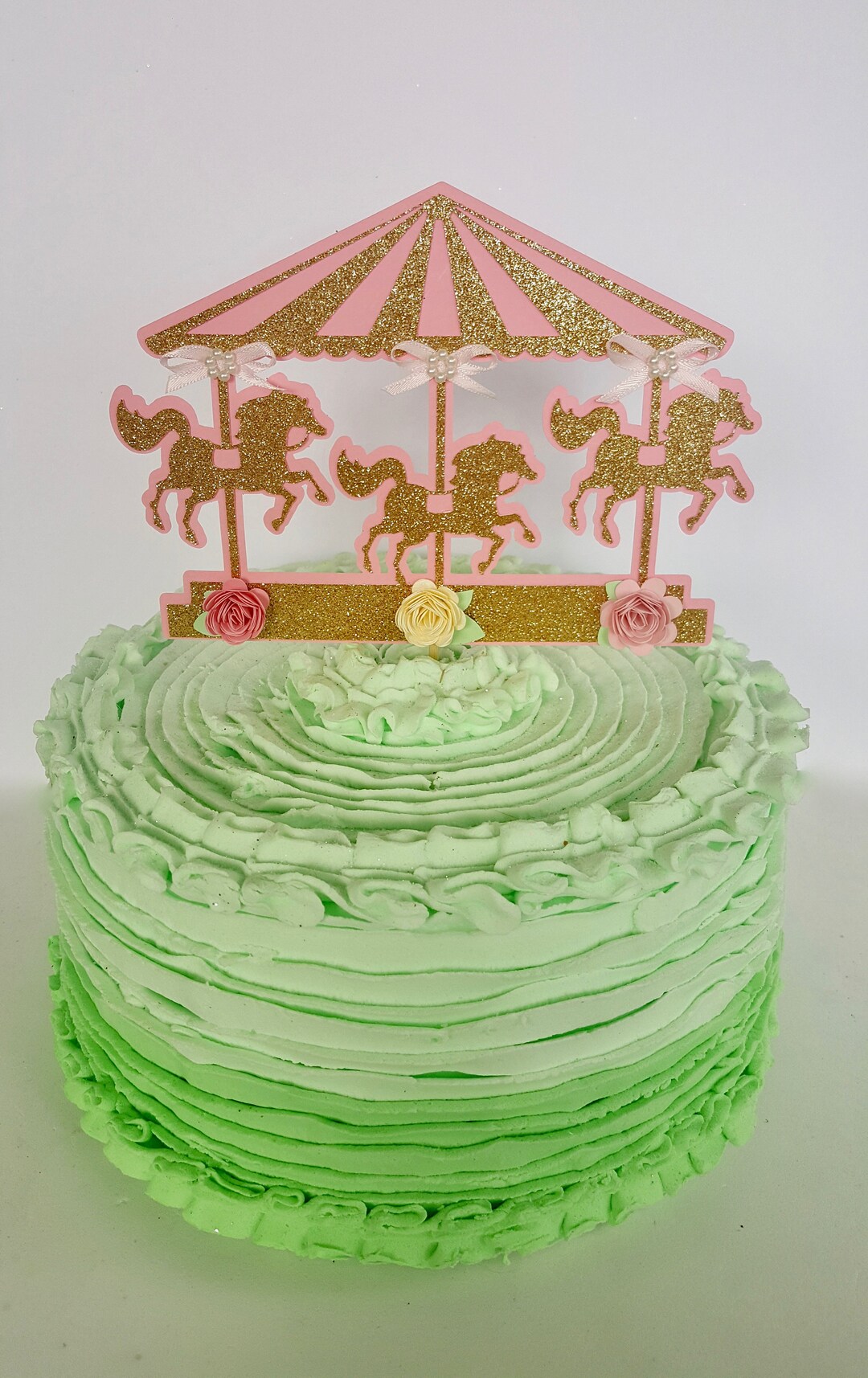 Carousel Cake Topper. Custom Colors. Glitter Carousel Decor. Cake Decor