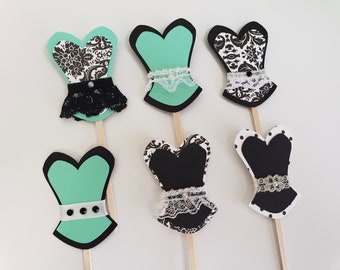 Bachelorette party cupcake toppers. Set of 12. Custom Colors.  Lingerie party decorations.