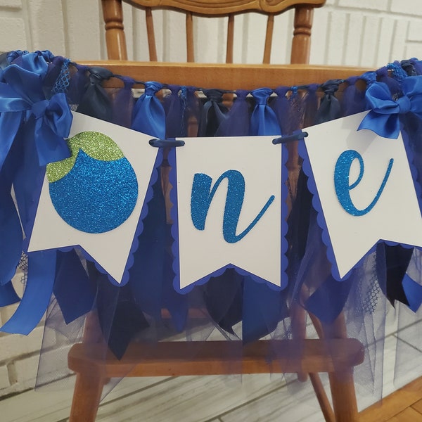 Blueberry High Chair Banner. ONE banner.  Berry Garland. Blueberry party decorations. Berry Theme. Fully Assembled.