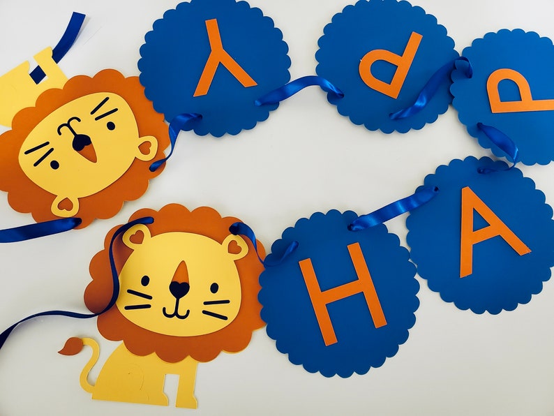 Lion Birthday Banner. Lion Garland. Lion Party Theme. Lion Etsy