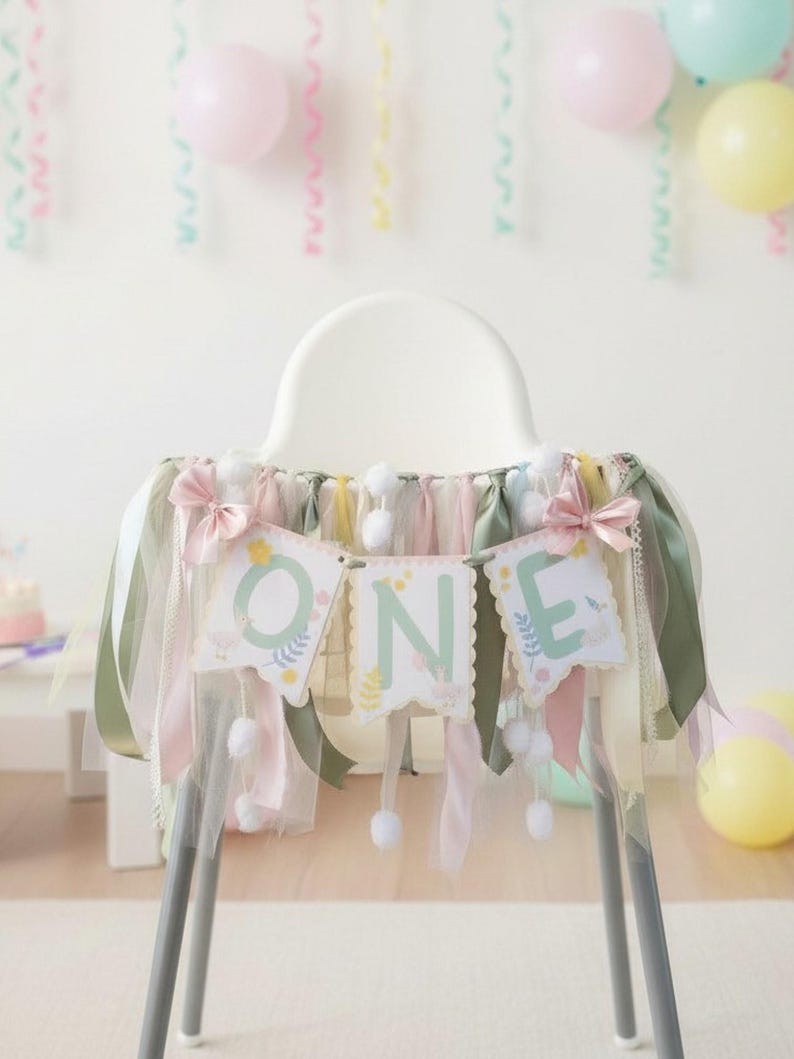 ふざけたグースのハイチェアバナー：1歳の誕生日パーティーのデコレーション 画像 5