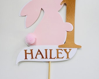 Bunny Cake Topper. 1st Birthday Decor. Somebunny is One Decorations. Bunny Party Decor. Custom Colors.