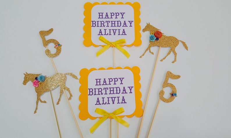 Horse Party Centerpieces Set Of 3 Cowgirl Centerpiece Name Etsy