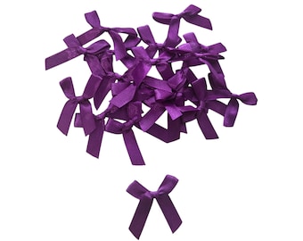30 Mini Purple Satin Ribbon Bows 1.5 inches - Appliques DIY Craft Sewing