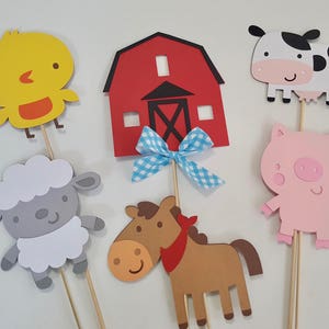 Barnyard Barn Farm Animal Centerpieces set of 6 Birthday Party Decor Tableware Display cow pig horse sheep barn chick