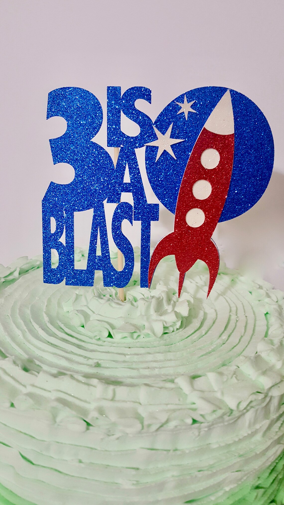 Rocket Cake Topper Space Ship Cake Topper 3 is a Blast 1 is | Etsy
