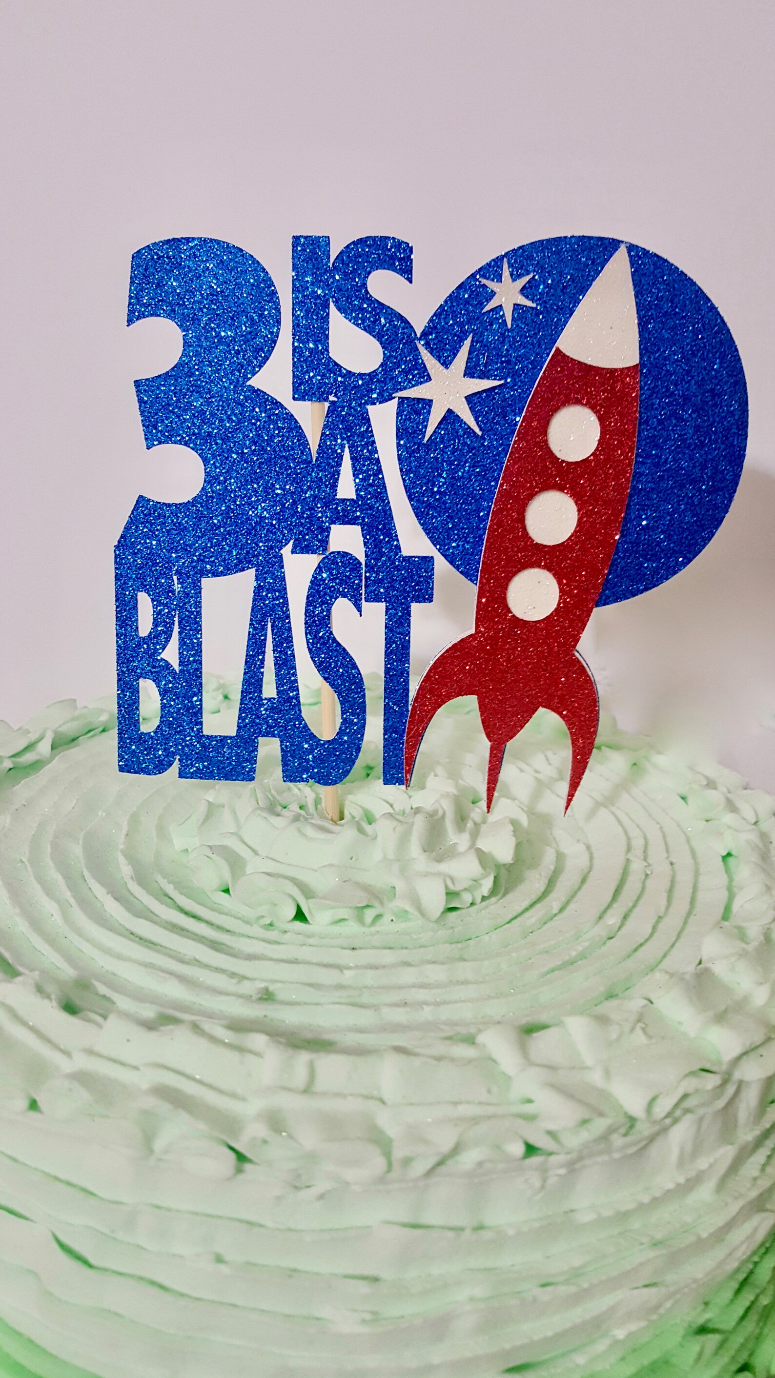 Rocket Cake Topper Space Ship Cake Topper 3 is a Blast 1 is | Etsy