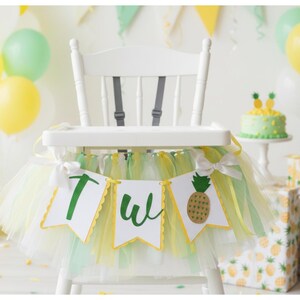 Pineapple High Chair Banner: Tropical First Birthday Decor image 2