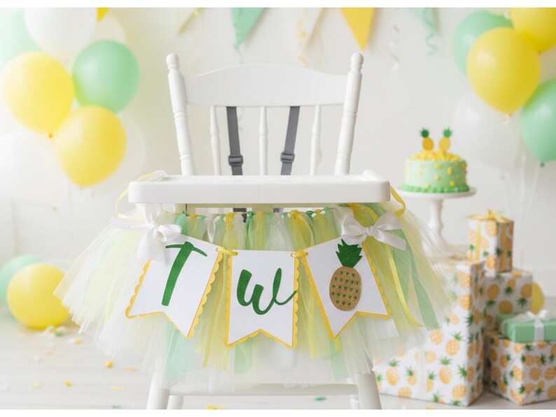 Pineapple High Chair Banner: Tropical First Birthday Decor image 2