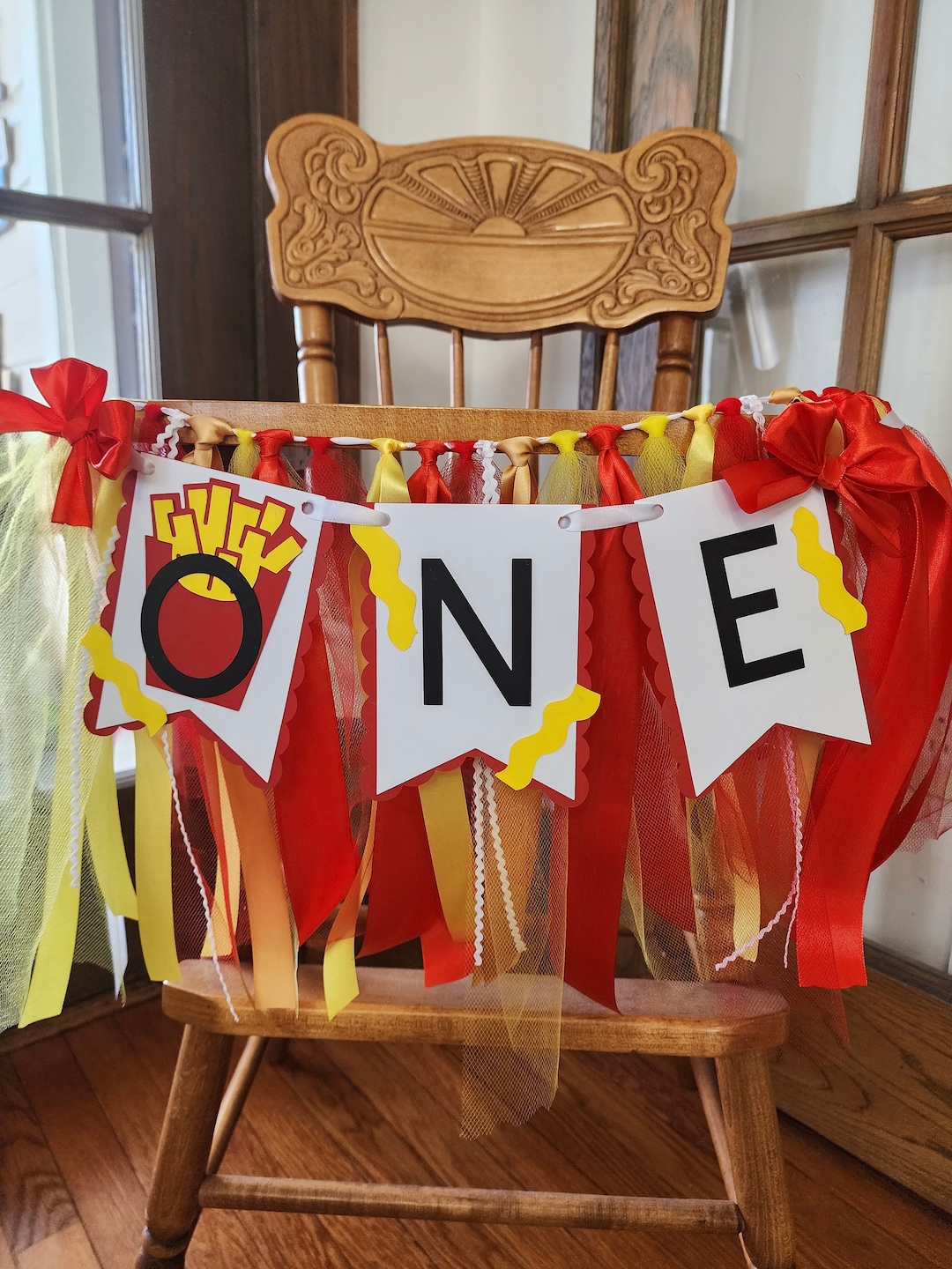 French Fries High Chair Banner. ONE Banner. French Fry Garland. Fries