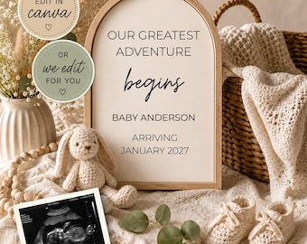 Pregnancy Announcement Template Canva | Baby Announcement Social Media Post | Ultrasound Photo Announcement | Editable 1080x1080