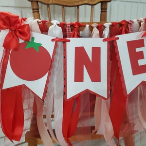 Tomato High Chair Banner. ONE banner.  Pizza Party Birthday banner. Italian First Birthday Garland. Party decorations. Pizza Party Decor