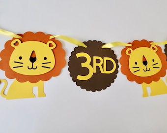 Lion Birthday Banner. Lion Garland. Lion Party theme. Lion party decorations.