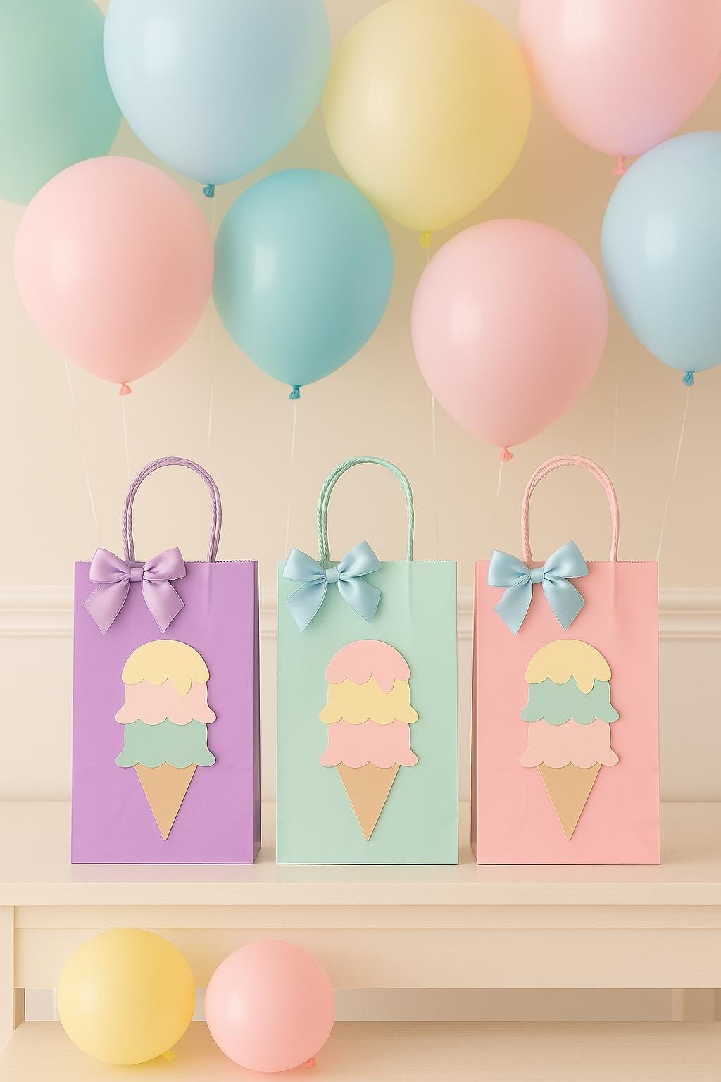 Ice Cream Party Favor Bags - 36 Pack, White Kraft Paper, 5.5 X 9 In...