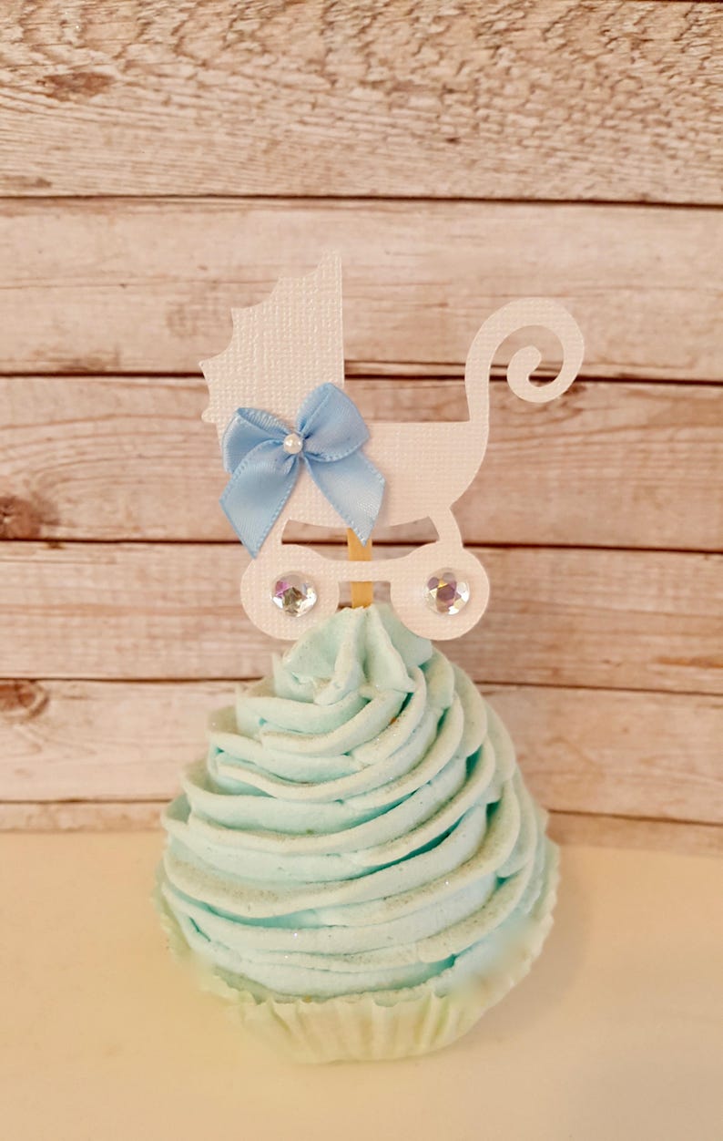 Mini Stroller Carriage Cupcake Cake Toppers Baby Shower Etsy