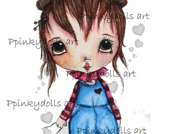 INSTANT DOWNLOAD Digital Digi Stamps..by Chrishanthi's art,My fish friend''