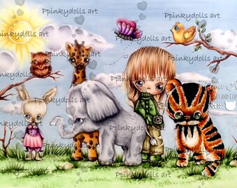 INSTANT DOWNLOAD Digital Digi Stamps..by Chrishanthi's art Jungle friends''