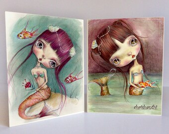 2 Note cards from my original artwork"Fairy girls"