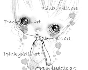 INSTANT DOWNLOAD Digital Digi Stamps..by Chrishanthi's art,Lovy with bear''