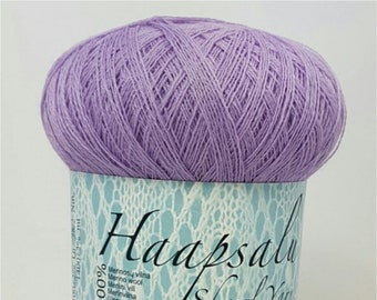 100% Wool Lilac Yarn Haapsalu Shawl Yarn, Merino Wool, Cobweb Merino Wool Yarn, Lace Knitting Yarn.