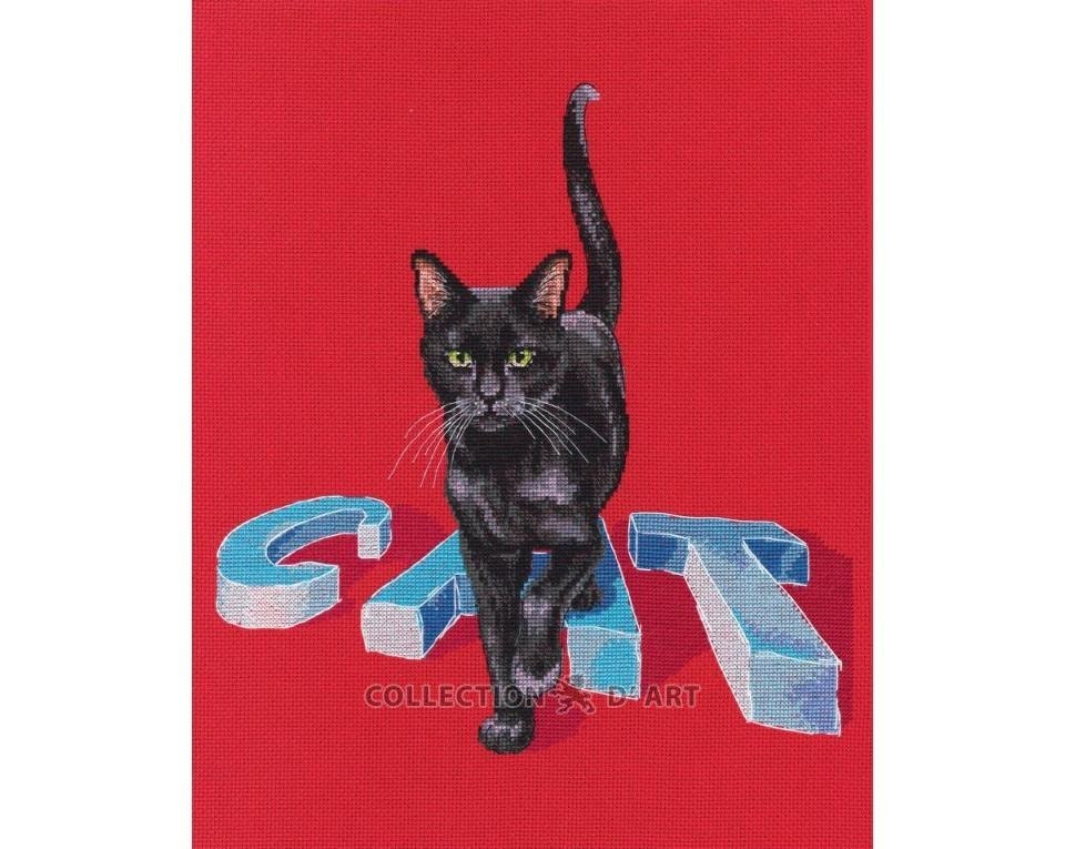RTO Kit Punto Croce Numerato 'Gatto Osservatore' - 9x12,5 Cm - Ricamo Fai Da Te Con Fili DMC E Tela Zweigart