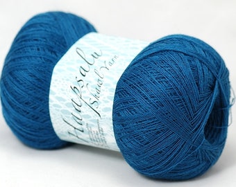 100% Wool Blue Yarn Haapsalu_ Shawl Yarn, Merino Wool, Cobweb Merino Wool Yarn, Lace Knitting Yarn.