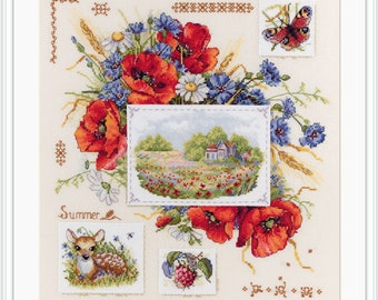 Summer Sampler Counted Cross Stitch Kit,  Merejka