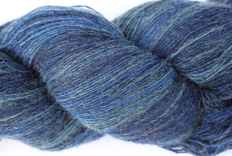 Crochet Gradient Yarn Laceweight Art Wool Yarn for Knitting KAUNI Estonian Artistic Wool Yarn Blue Denim 81