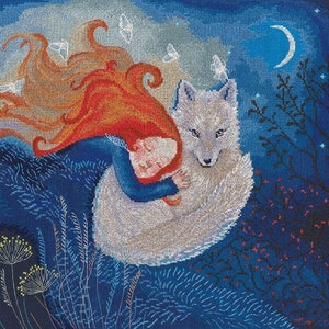 Counted Cross Stitch Kit Under The Forest Coverlet,  Wolf  by RTO