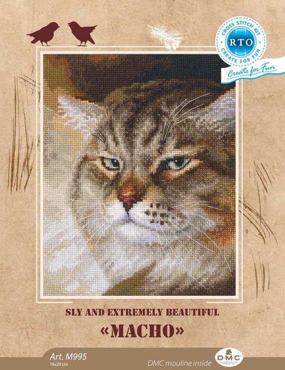 Kit Point De Croix Compté RTO - Motif Macho, 16x20 Cm Sur Aida 15-16ct