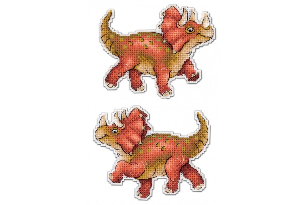 Kreuzstich-Set Little Triceratops – Vorgedruckte Leinwand Für Einfaches Sticken (40,6 X 40,6 Cm)